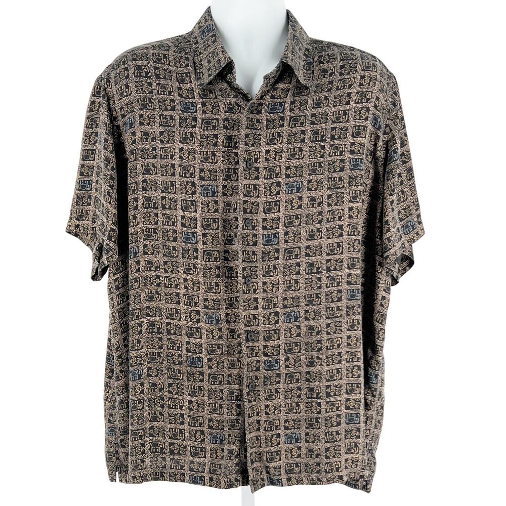 J Ferrar elephant print silk shirt